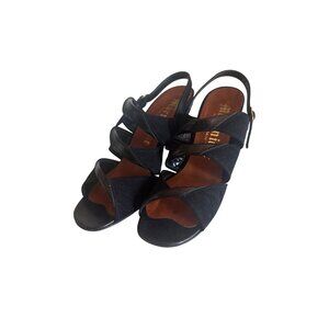 Vintage Martinique Black Suede Strappy Heels Made In Spain Size 38